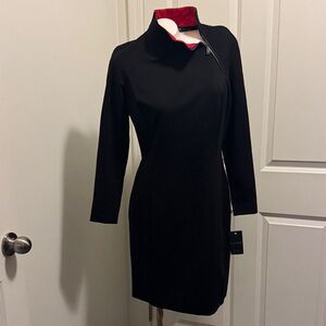 New Ralph Lauren Black Dress with Red Collar, Sz 14